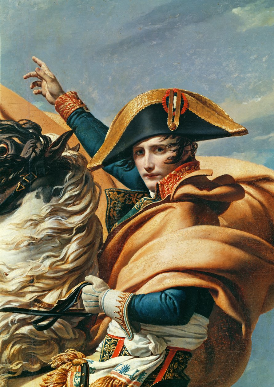 Bonaparte krysser Alpene (detalj av 18491) av Jacques Louis David