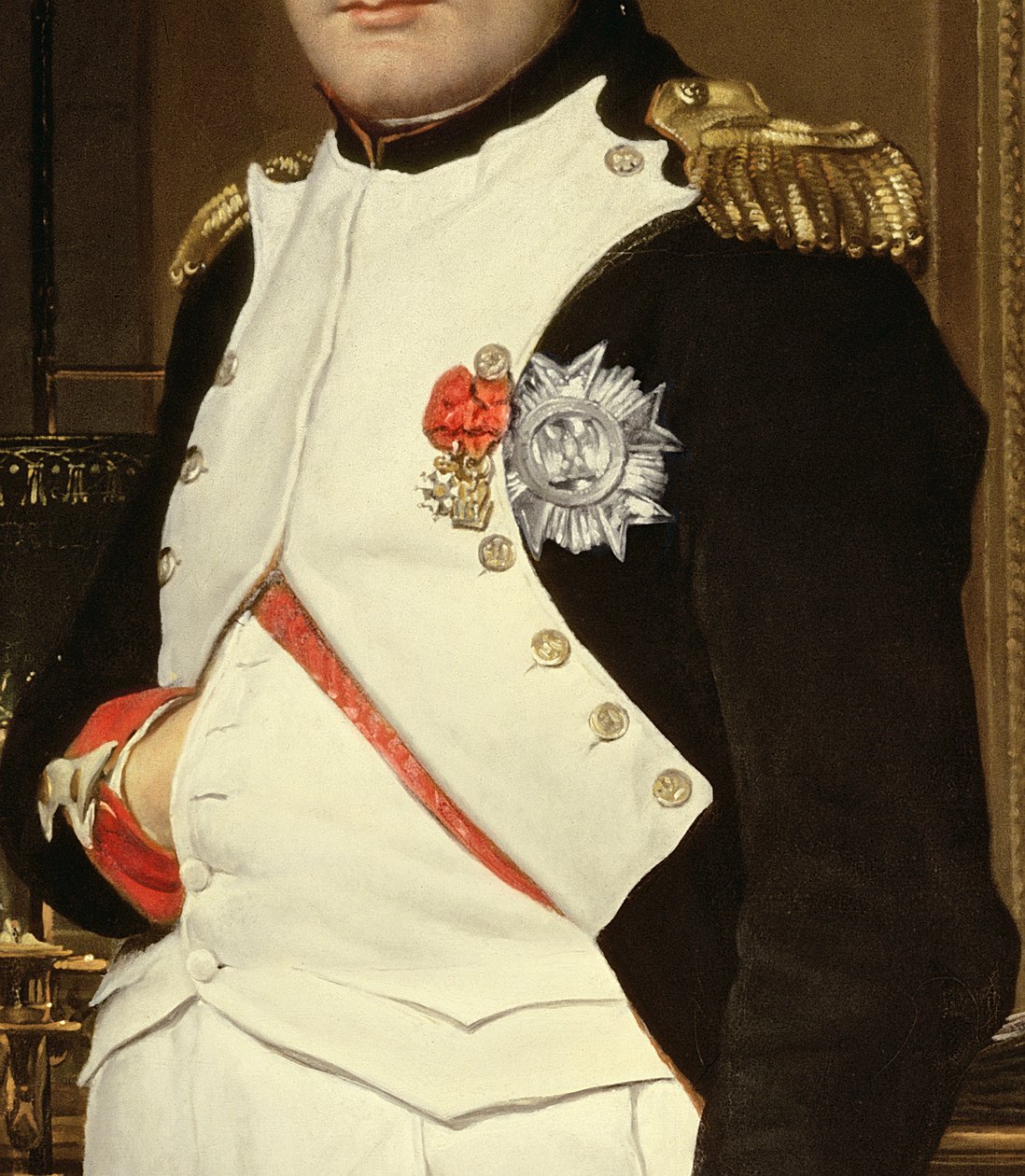 Detalj av Napoleon Bonaparte i hans studie, 1812 olje på lerret detalj av PHD 320 av Jacques Louis David