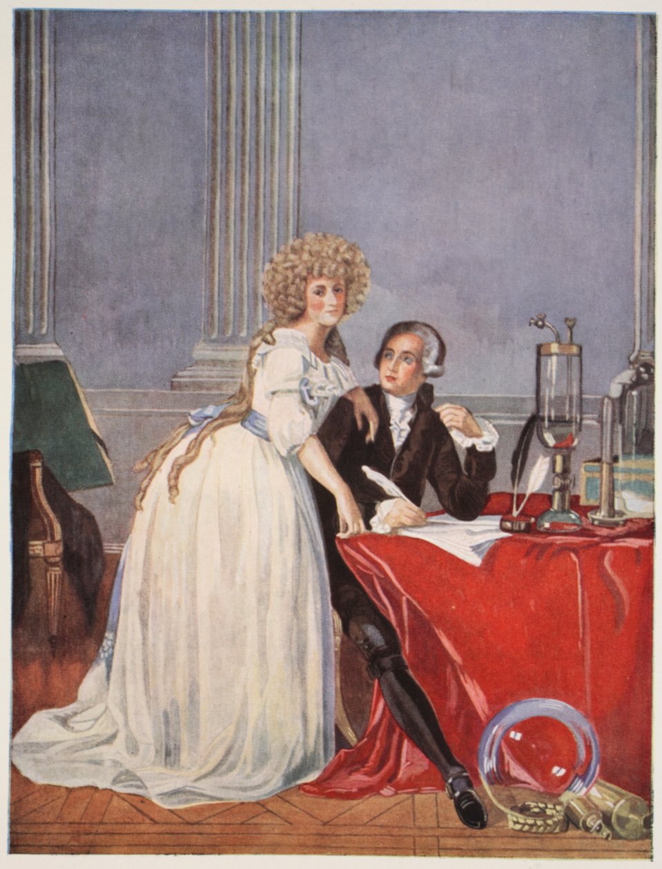 Lavoisier og hans kone, kopi av Boris Mestchersky (d.1957), illustrasjon fra 