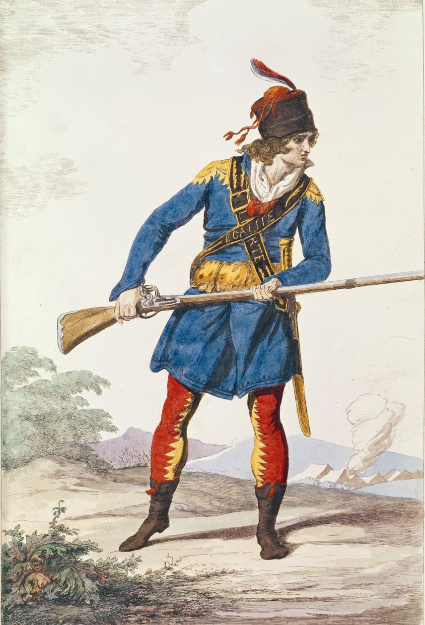 Militærkjole, gravert av Vivant Dominique Denon av Jacques Louis David