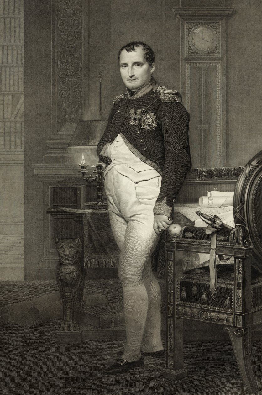 Napoleon I i hans arbeidsrom, gravert av Jean Nicholas Laugier av Jacques Louis David