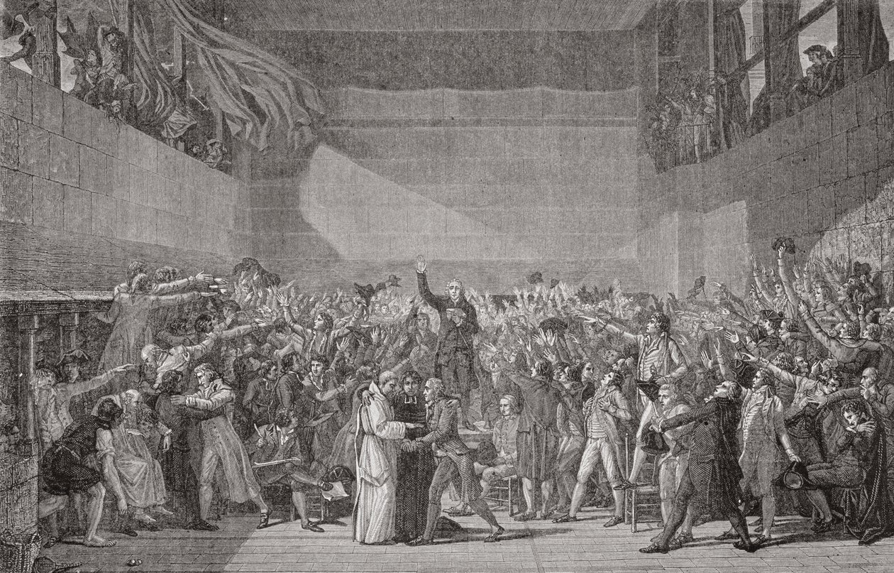 Ed avlagt ved Jeu de Paume, 20. juni 1789, den franske revolusjonen av Jacques Louis David