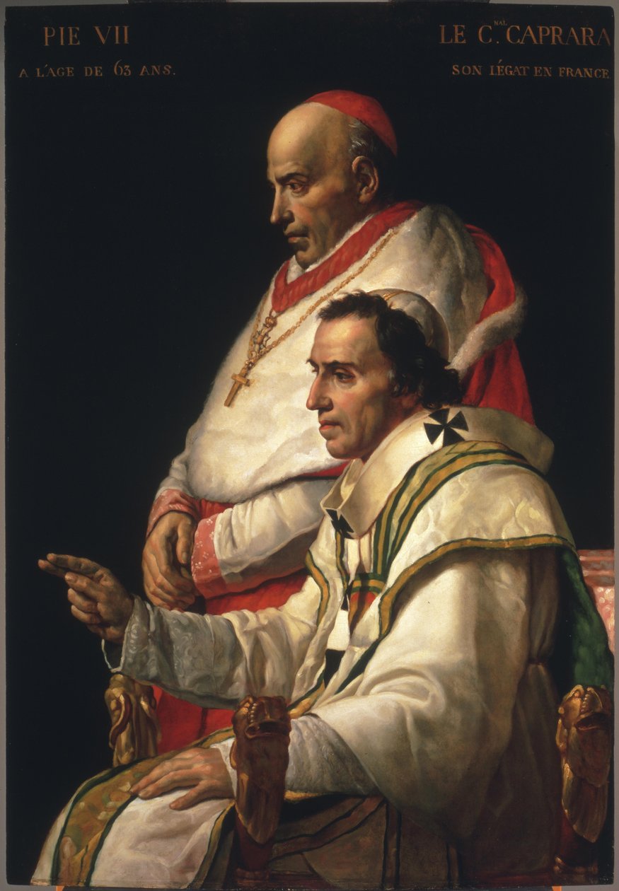 Portrett av pave Pius VII og kardinal Caprara av Jacques Louis David
