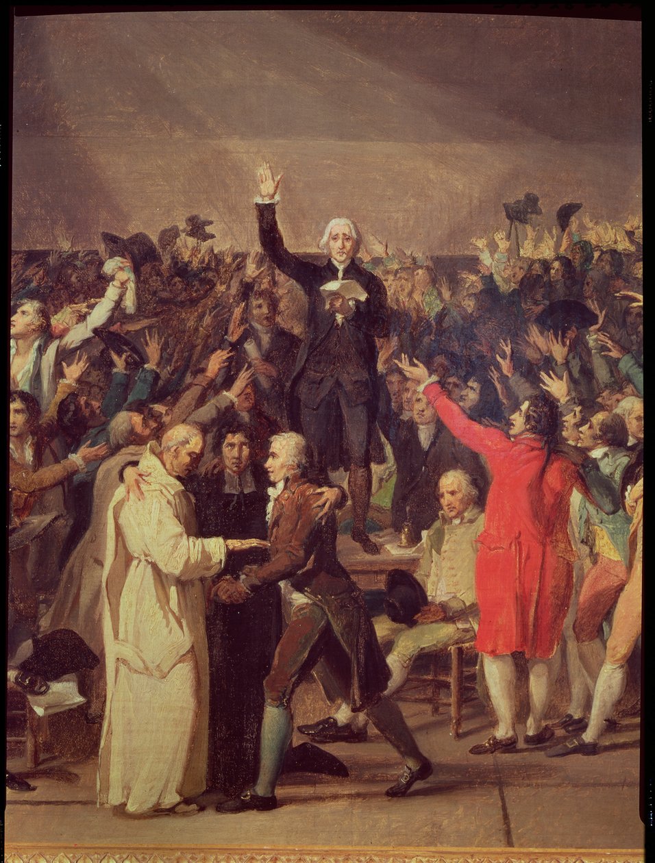 The Tennis Court Oath, 20. juni 1789, detalj om gruppen rundt Bailly, 1791 av Jacques Louis David