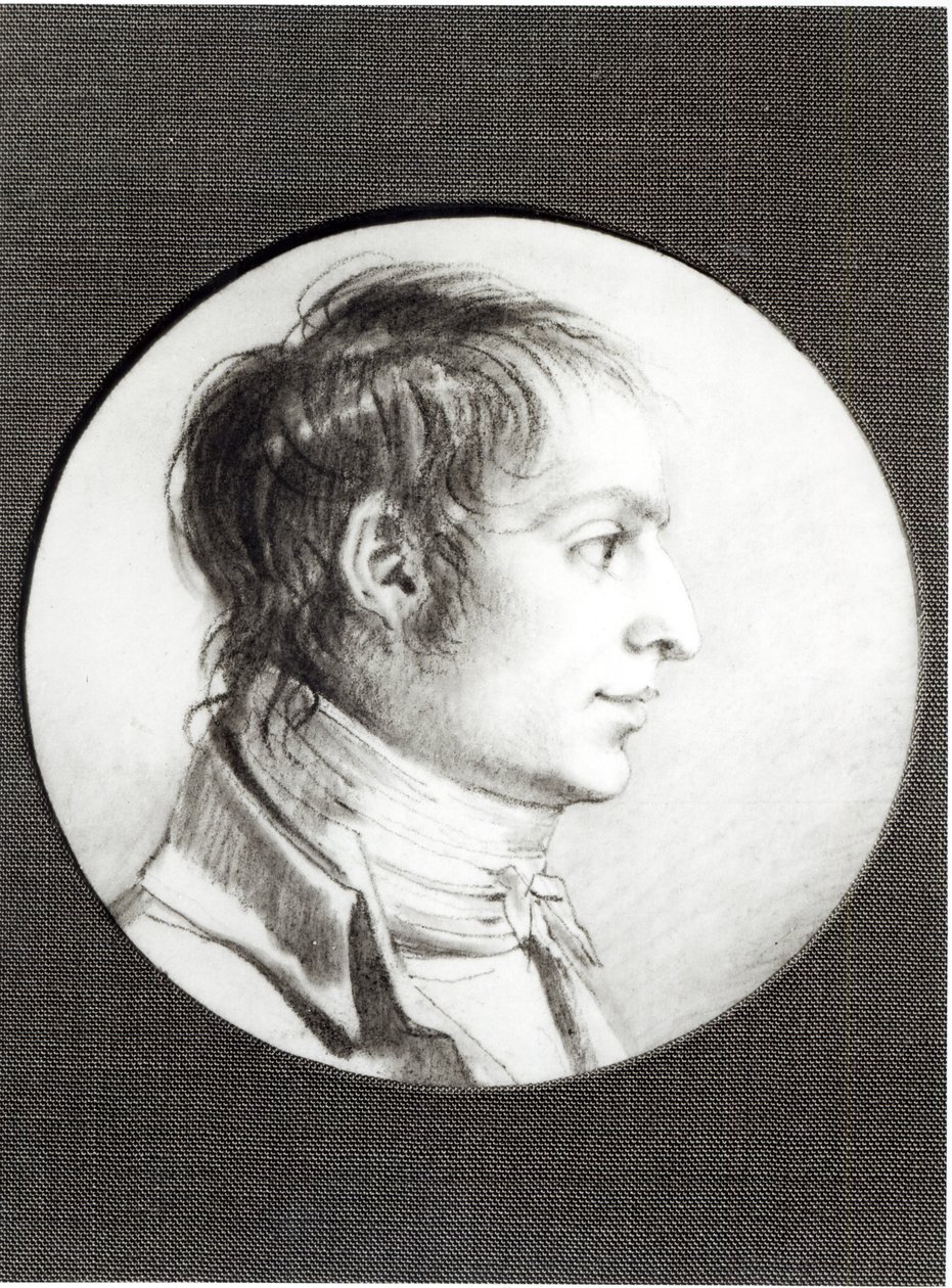 Portrett antas å være Joseph Bonaparte (1768-1844) (pierre noire på vellum) av Jacques Reattu