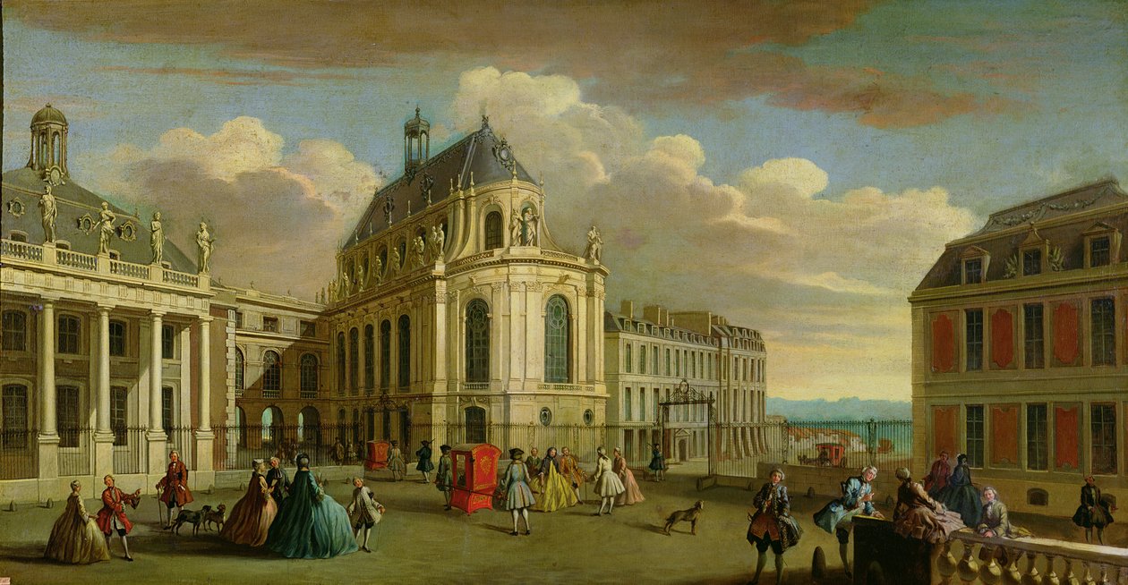 Utsikt over kapellet i Chateau de Versailles fra gårdsplassen av Jacques Rigaud