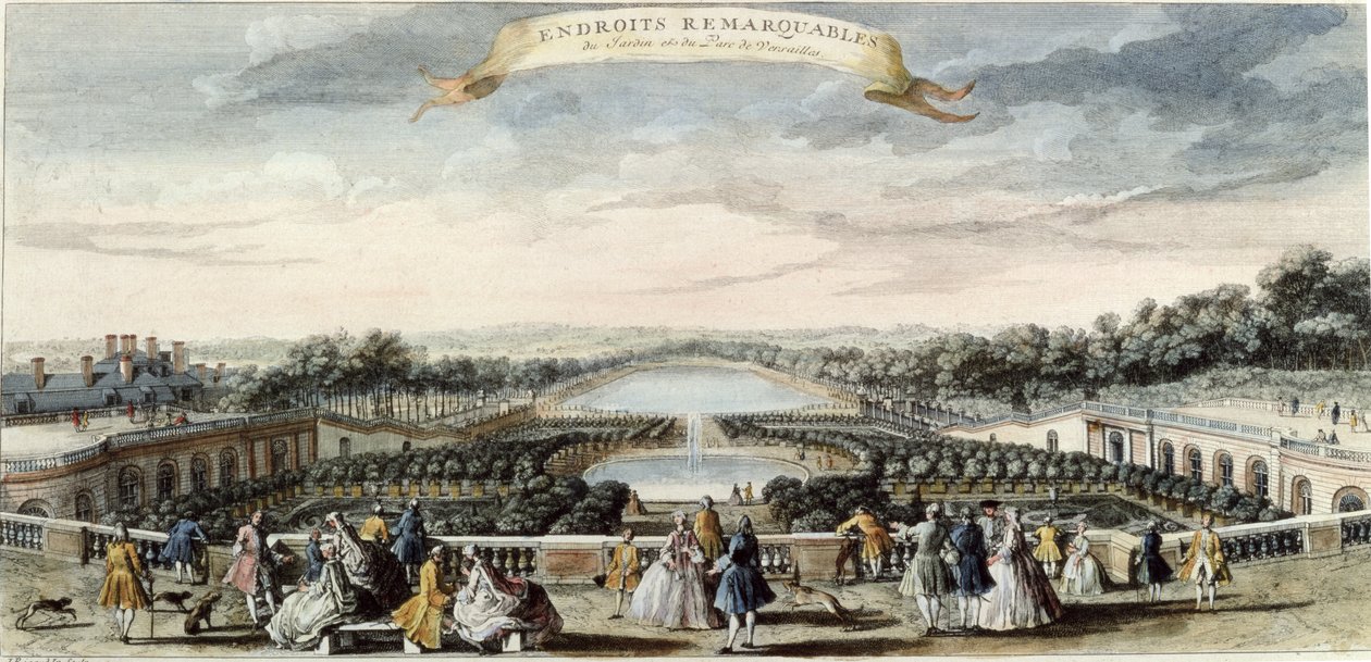 Utsikt over Orangerie og Canal Grande i Versailles av Jacques Rigaud
