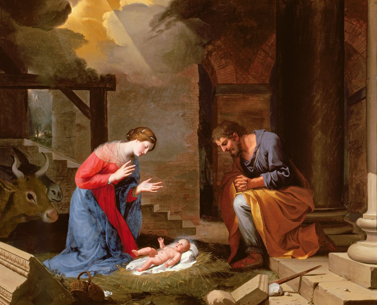 The Nativity, 1639 (olje på kobber) av Jacques Stella