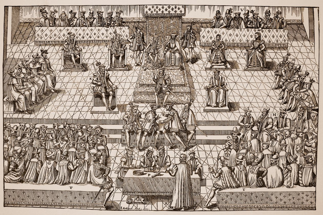Generalstatene i Orleans, 1560 (sepia-bilde) av Jacques Tortorel