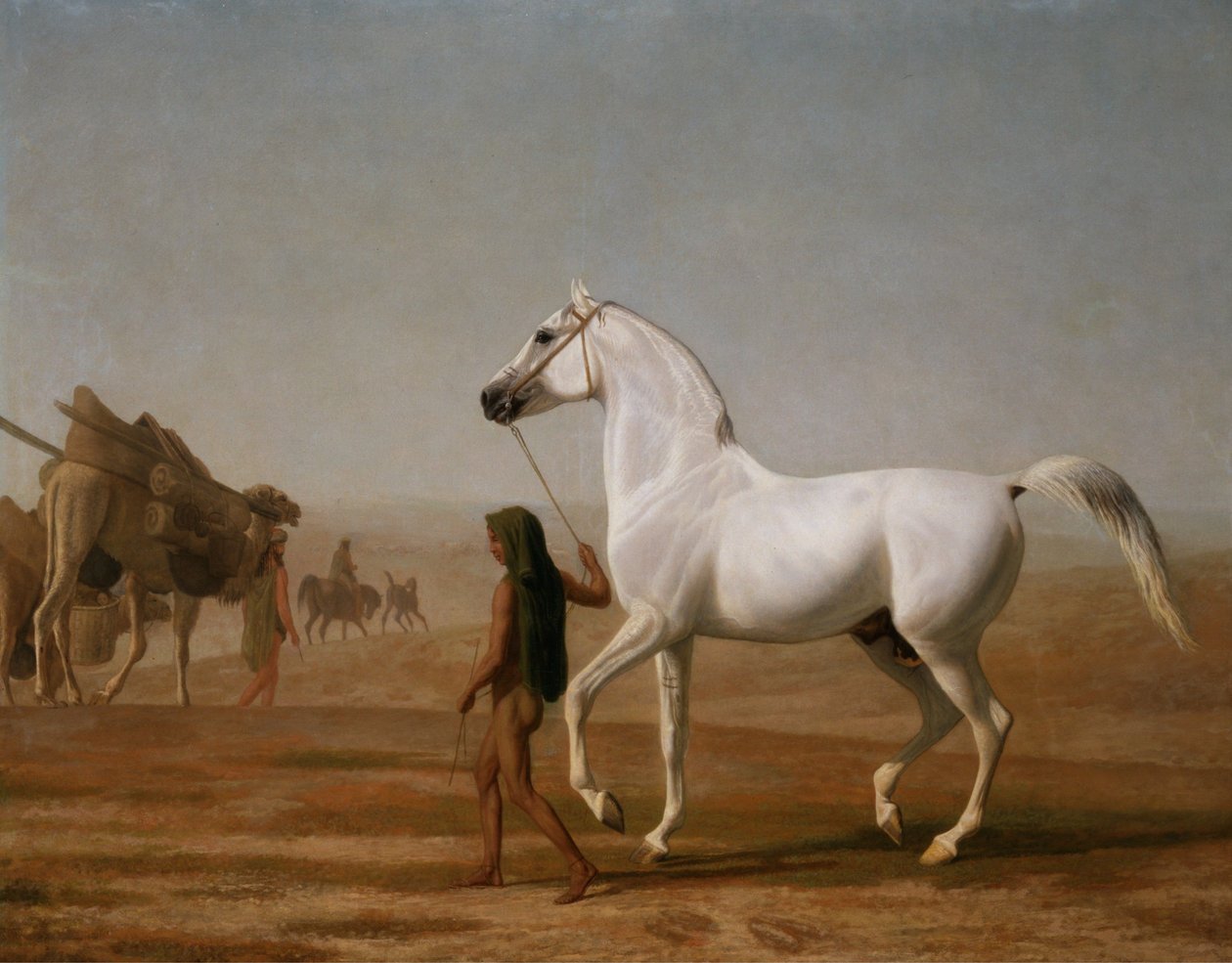 Wellesley Grey Arabian ledet gjennom ørkenen av Jacques-Laurent Agasse