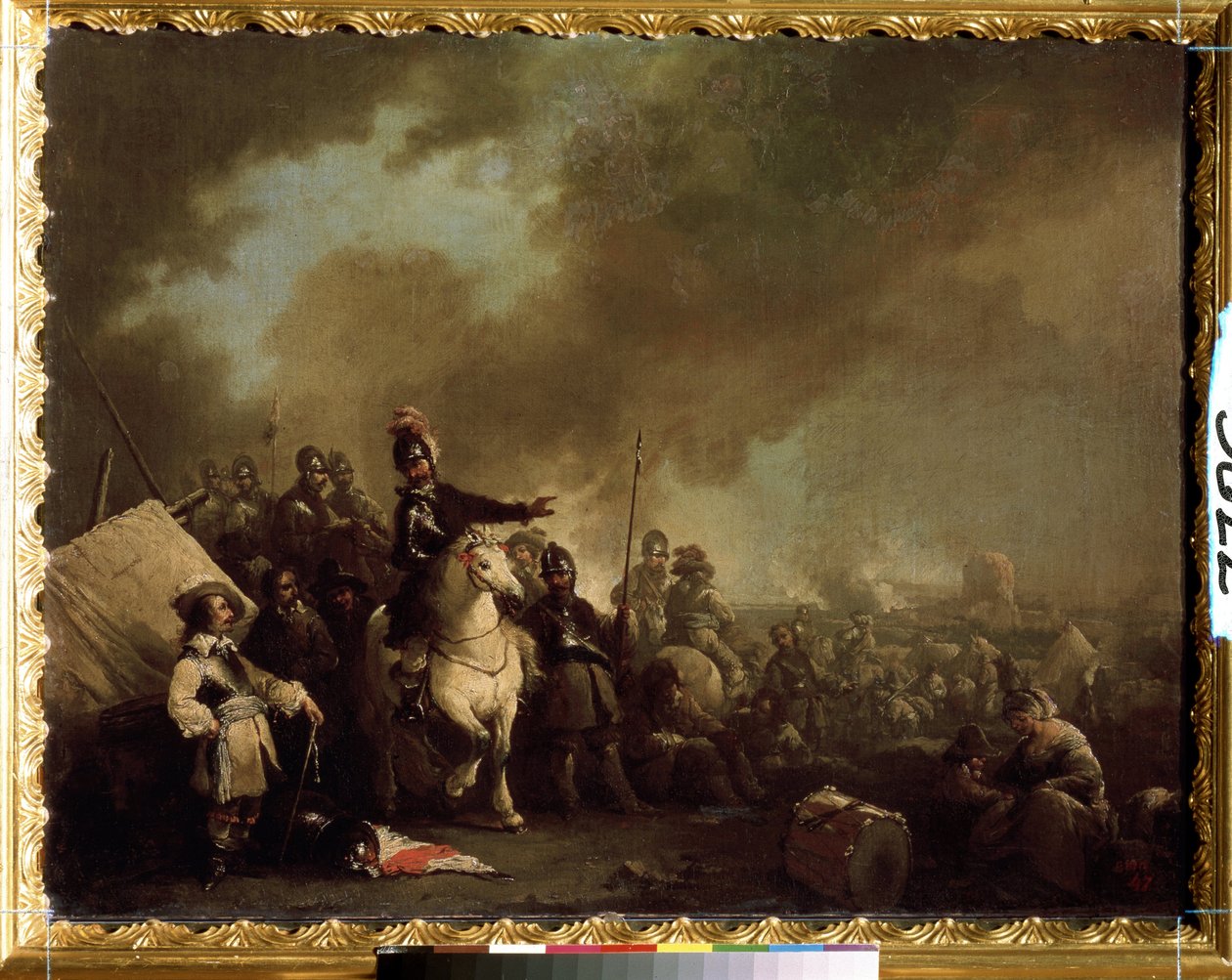 ""Militærleiren under beleiringen"" (Militærleiren under beleiringen) Maleri av Jacques Courtois dit le Bourguignon (1621-1676) Statens friluftsmuseum fra 1600-tallet Tsarskoye Selo, St. Petersburg av Jacques Courtois