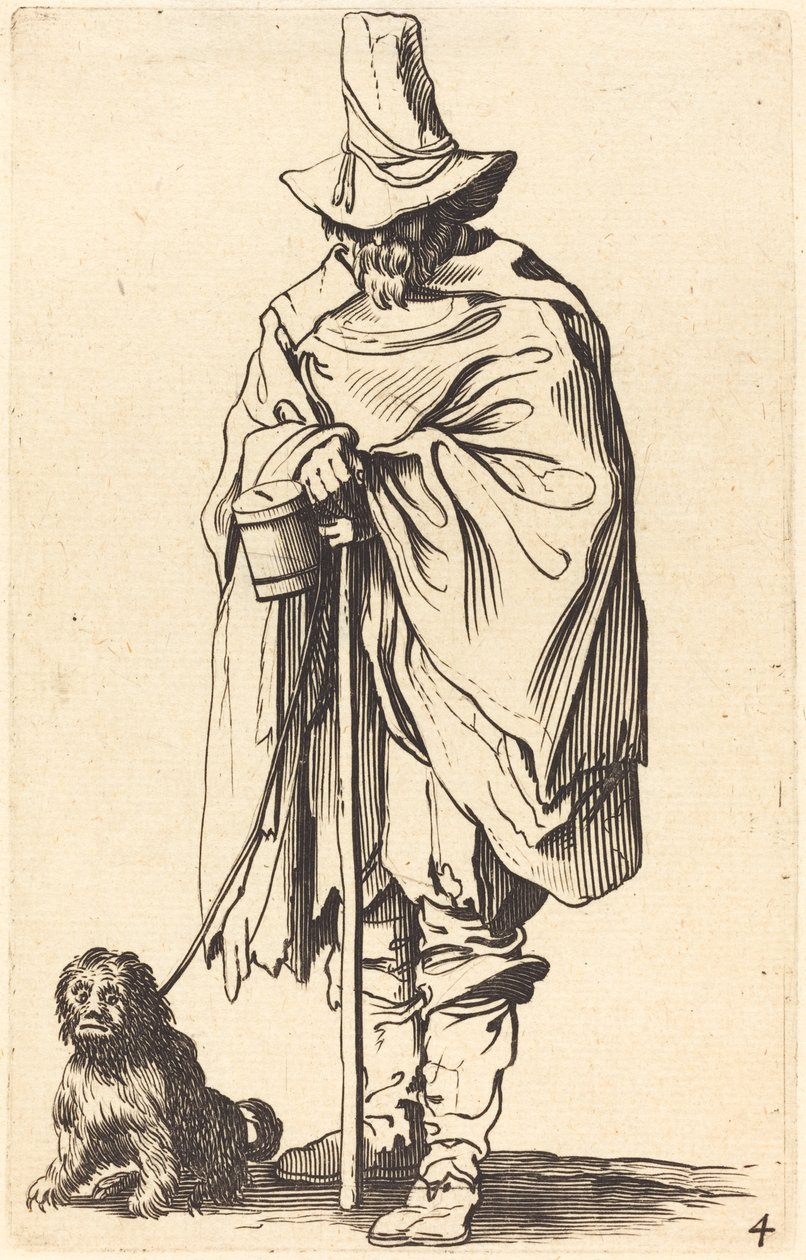 Tigger med hund (etsing) av Jacques (after) Callot
