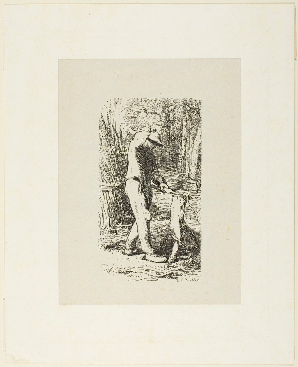 Mann som lager fagots av Jacques Adrien Lavieille