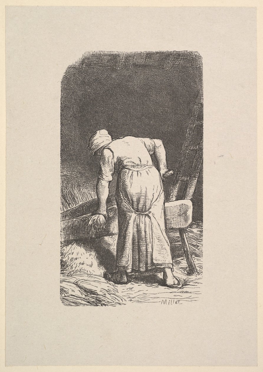 Kvinne som skjærer hvete, 1853. av Jacques Adrien Lavieille