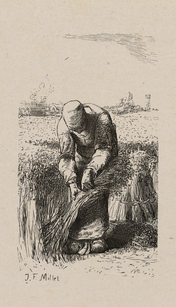 Kvinne som trekker lin av Jacques Adrien Lavieille