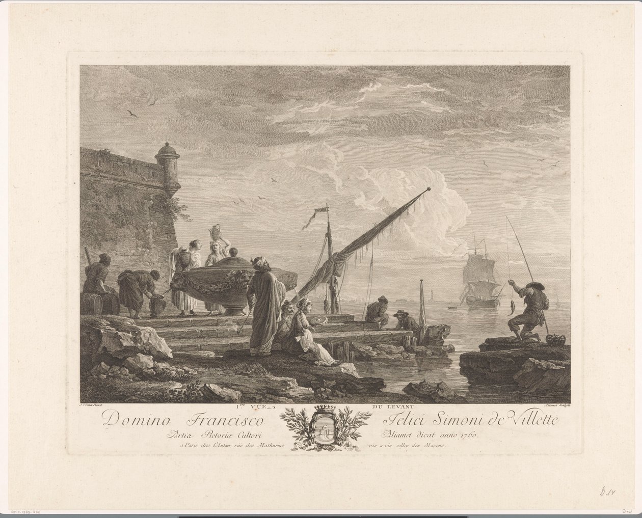 Figurer på en elvebredd i Levanten 1ere vue du Levant (tittel på objekt) av Jacques Aliamet