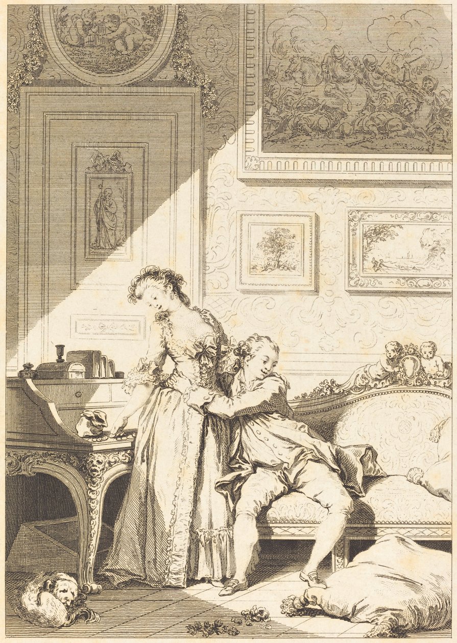 En gjerrig galant svindlerkvinne av Jacques Aliamet and Antoine Jean Duclos after Jean Honoré Fragonard
