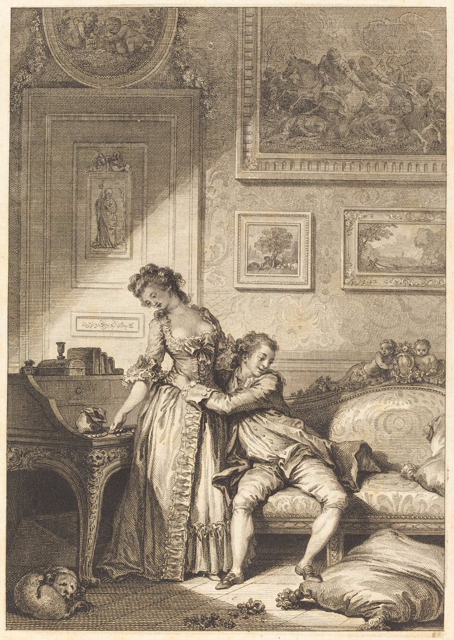 En gjerrig galant svindlerkvinne av Jacques Aliamet and Antoine Jean Duclos after Jean Honoré Fragonard