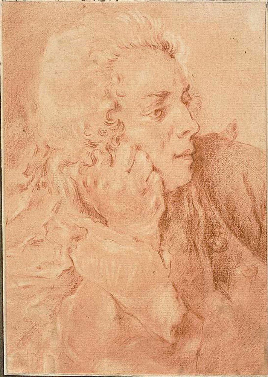 Halvlengde portrett av François Boucher av Jacques André Portail