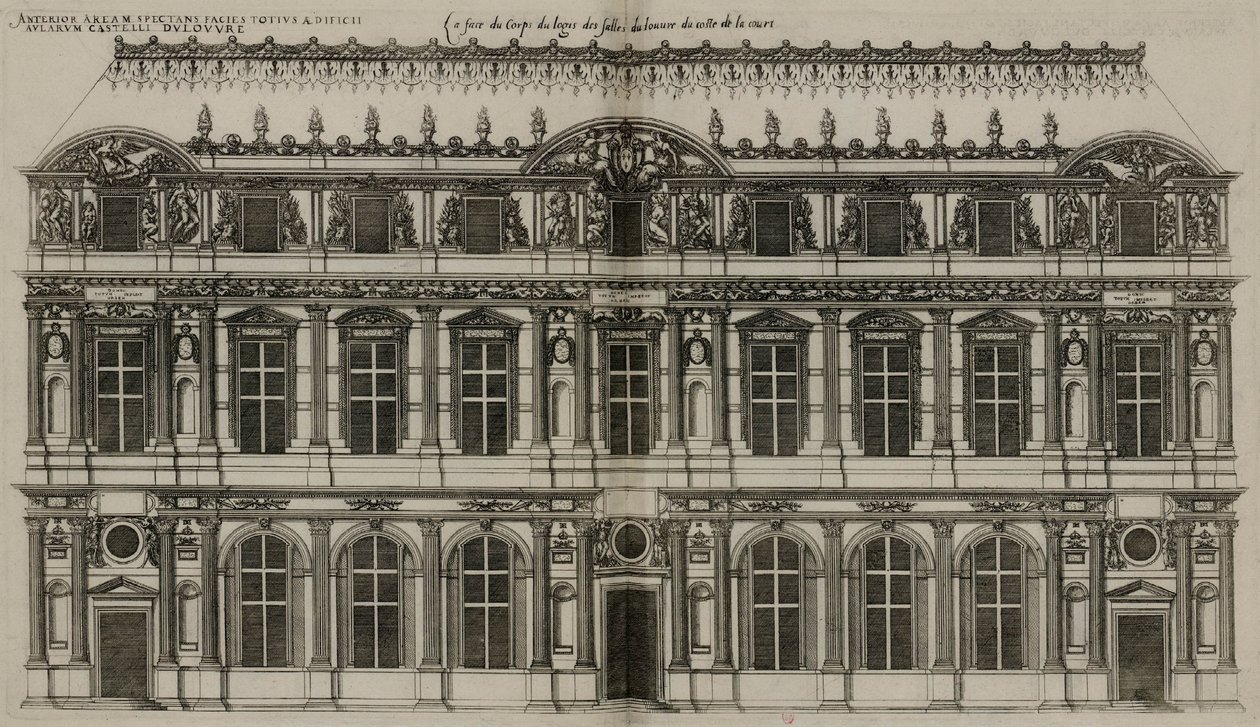 Fasaden til Pierre Lescot publisert i 1576 av Jacques Androuet Ducerceau