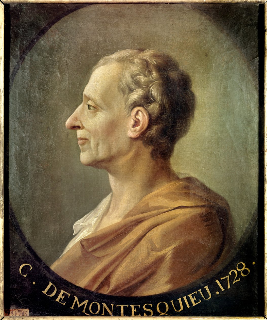 Portrett av den franske filosofen og politiske tenkeren Charles de Secondat, Baron de la Brede et de Montesquieu (1689-1755) Portrett av Jacques Antoine Dassier (1715-1759) rundt 1728. Dim. 0,63 X 0,52 m. Versailles. Chateau Museum - Portrett av Fr av Jacques Antoine (after) Dassier