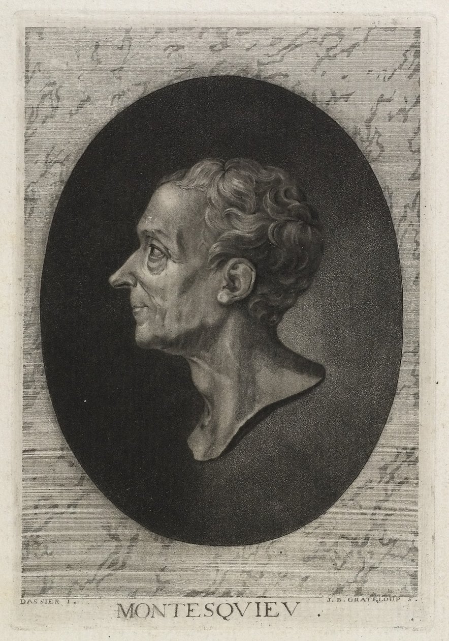 Montesquieu, gravert av Jean-Baptiste de Grateloup, 1768 (stipplets med mezzotint) av Jacques Antoine Dassier