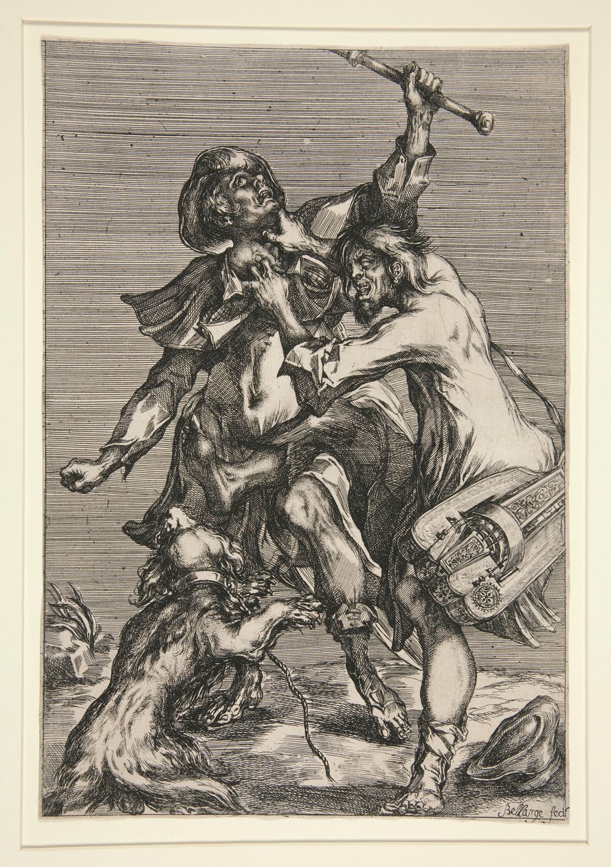 Tiggeren og gatemusikeren (eller to tramps som kjemper) av Jacques Bellange