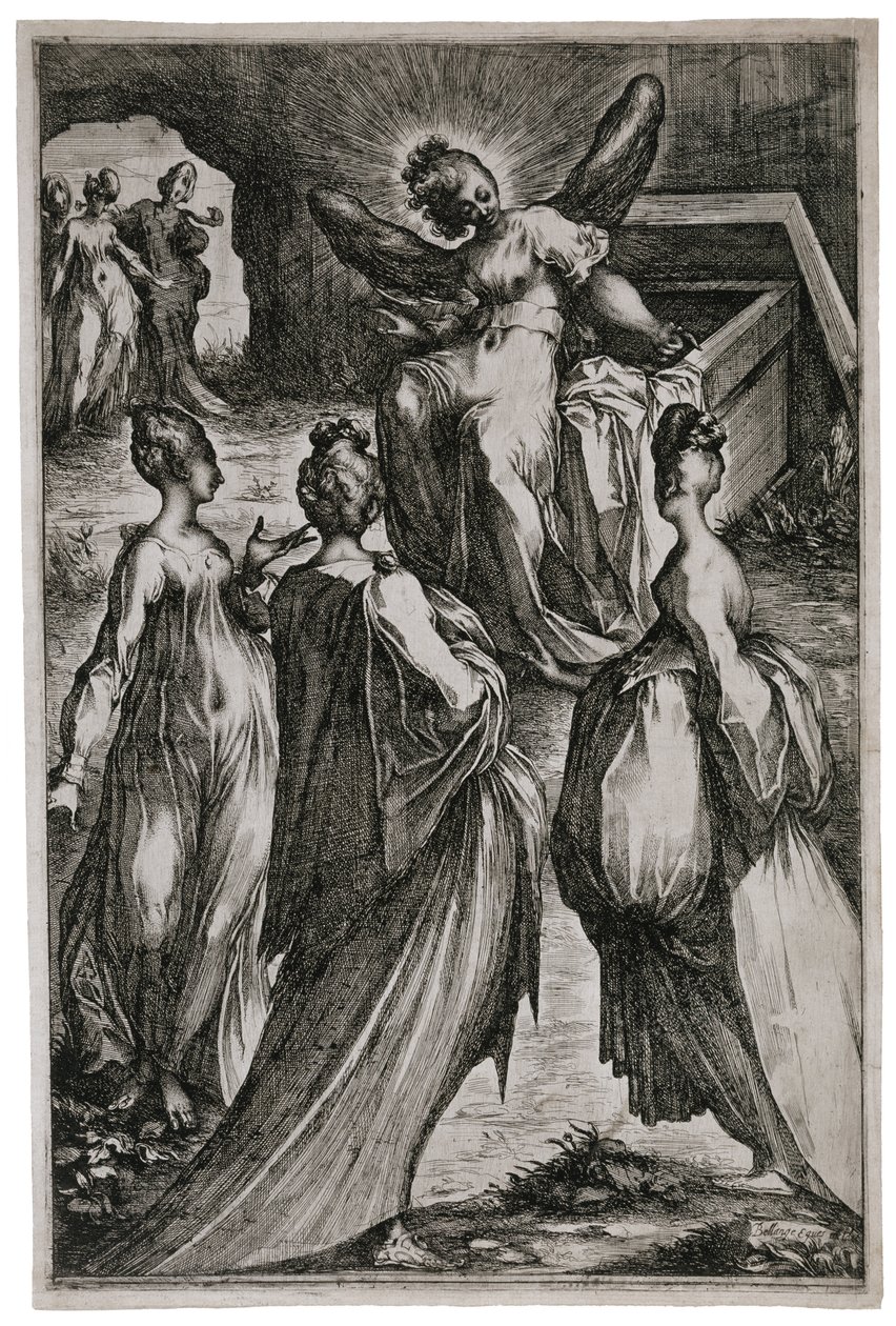 De hellige kvinner ved graven, 1613-16 (etsing og gravering) av Jacques Bellange