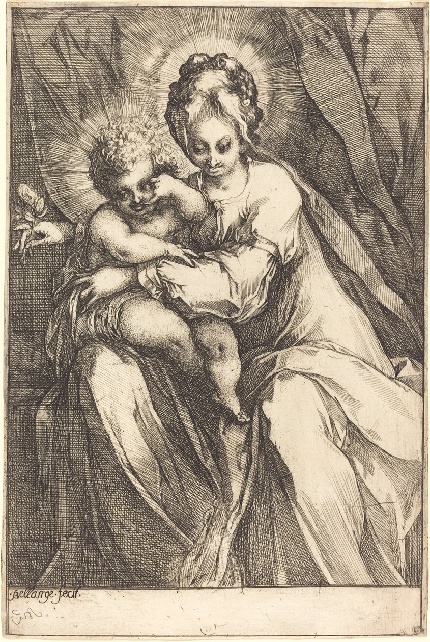 Jomfruen og barnet med en rose av Jacques Bellange