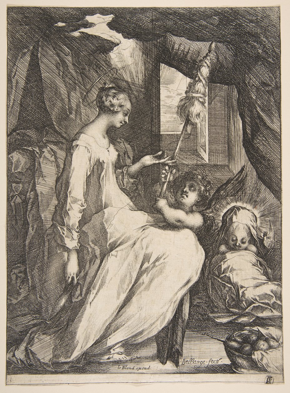 Jomfru og barn med en engel, 1612-16. av Jacques Bellange