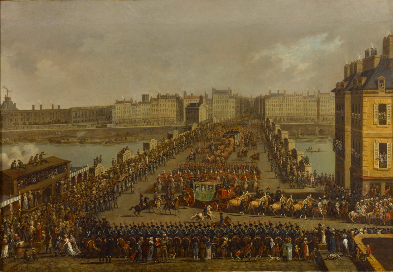 Den keiserlige prosesjonen på vei til kroningsseremonien 2. desember 1804, 1805. av Jacques Bertaux