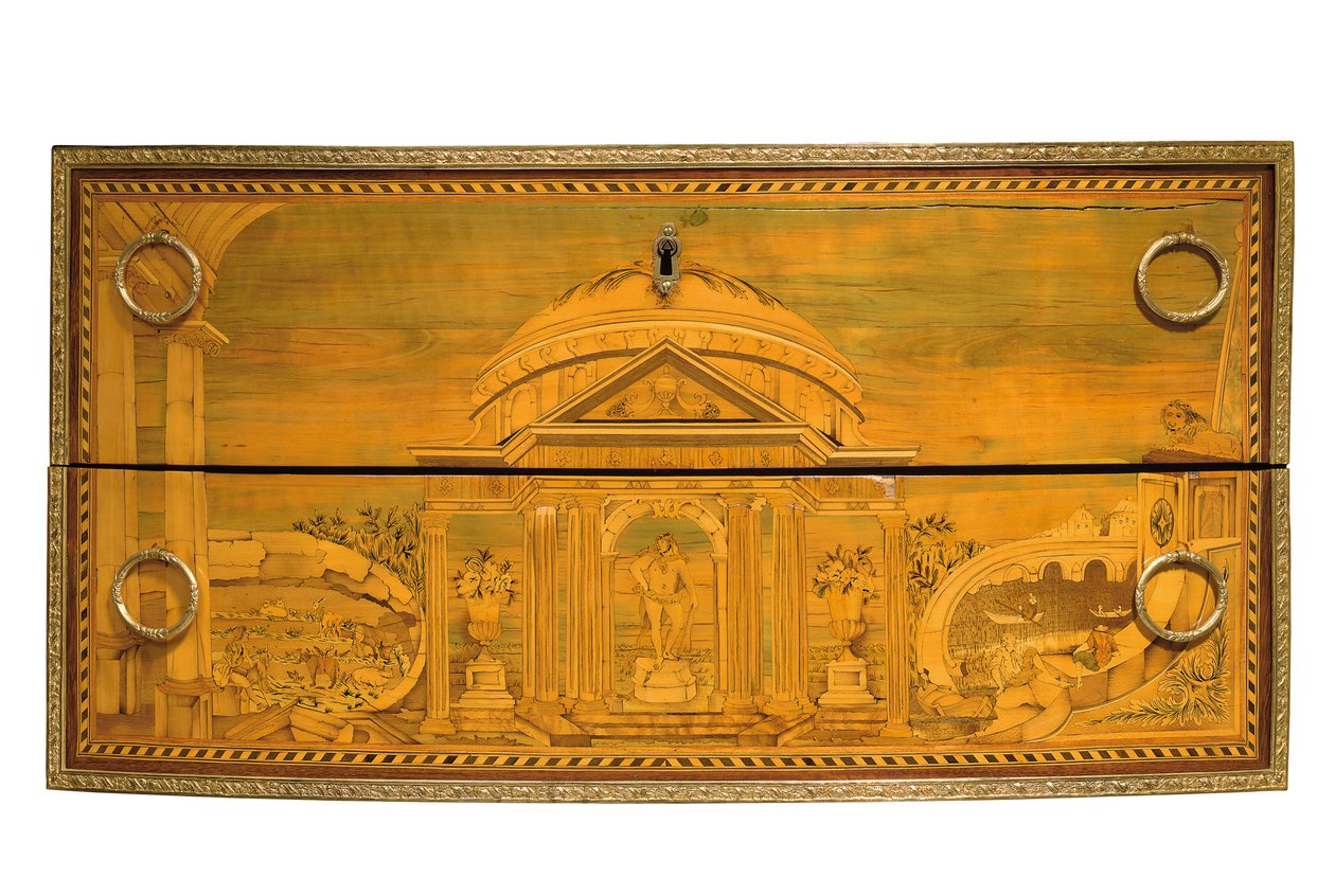Detalj av en Louis XVI-kommode, ca. 1770-75 av Jacques Birckle