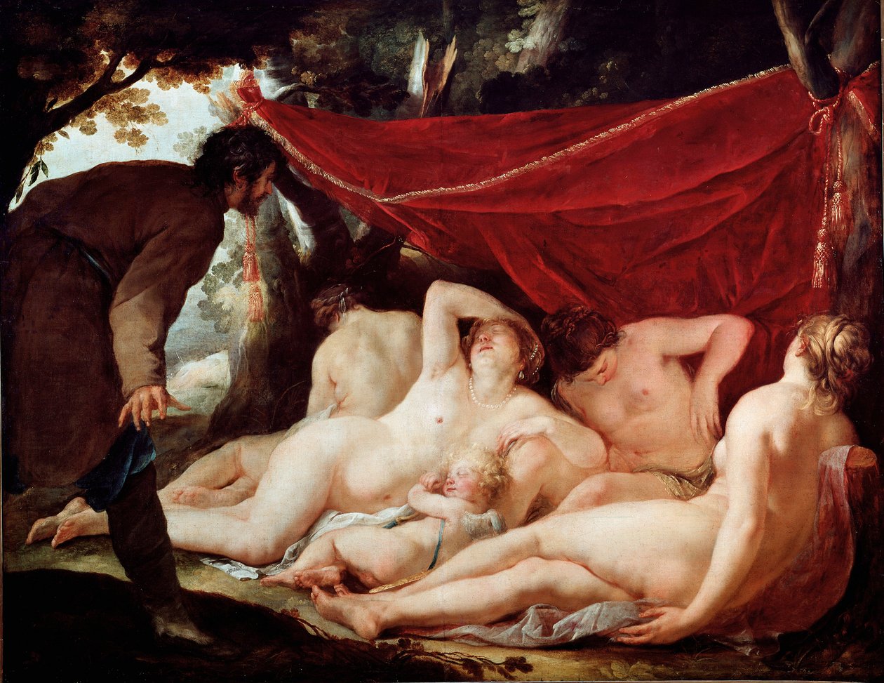 Kom og nådene overrasket av en dødelig. Maleri av Jacques Blanchard (1600-1638). Mål: 170x218cm. Museet Louvre av Jacques Blanchard