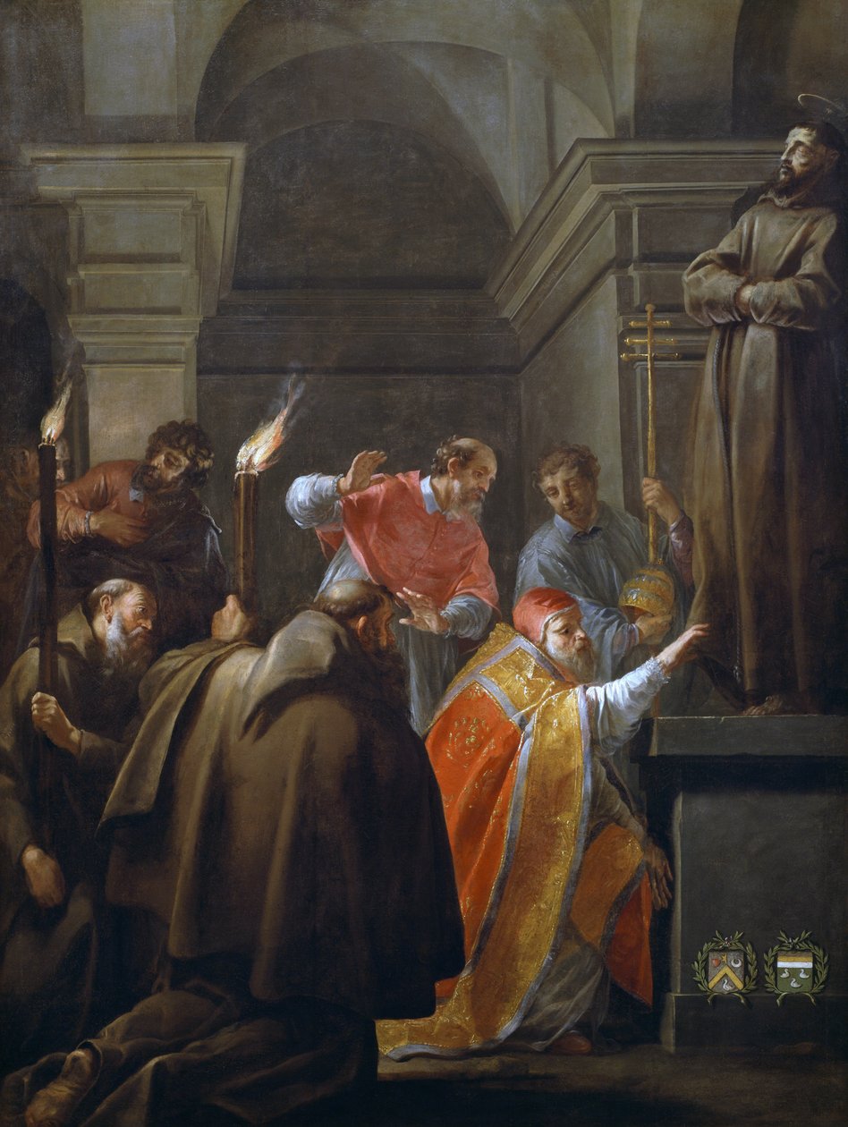 Pave Nicholas V i graven til den hellige Frans av Assisi, maleri av Jacques Blanchard (1600-1638) av Jacques Blanchard