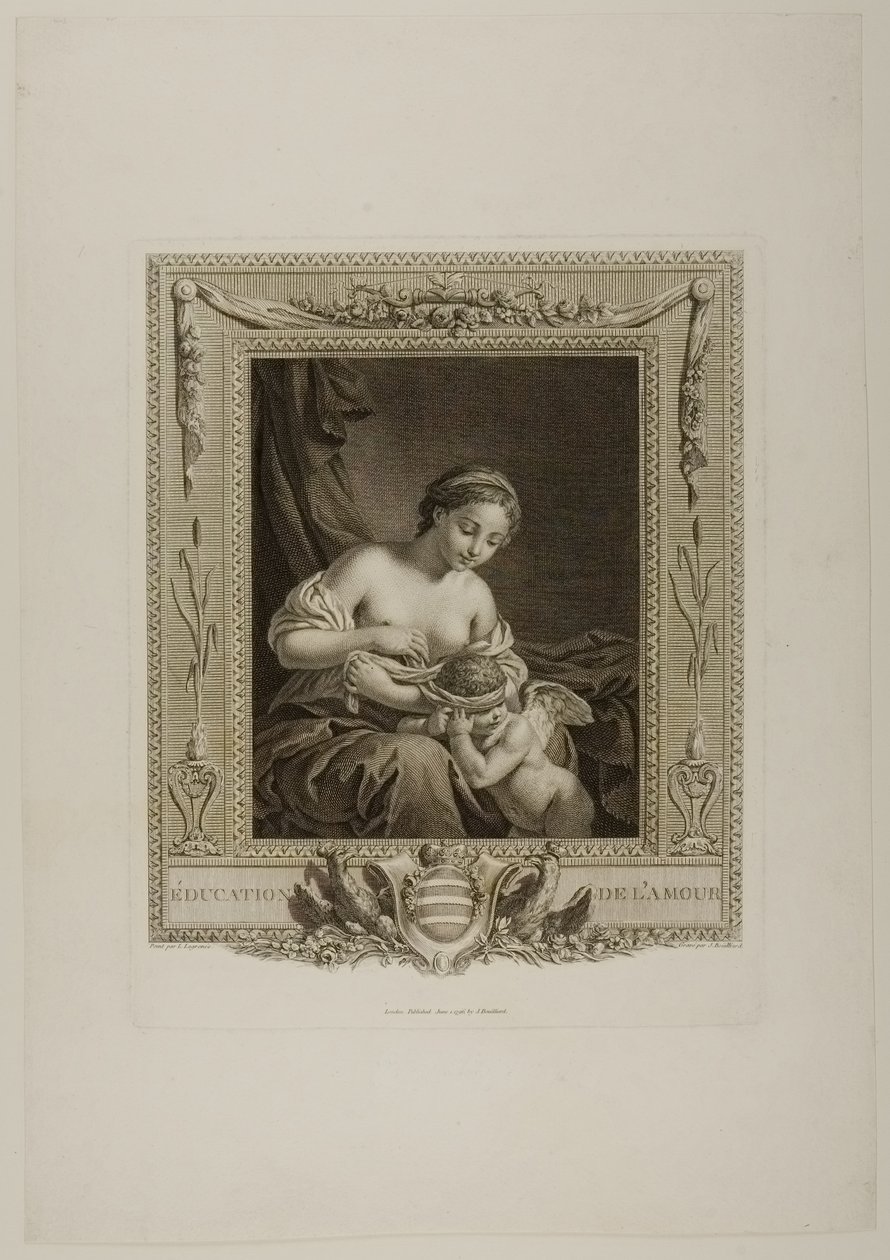 Utdanning av Amor (gravering) av Jacques Bouillard