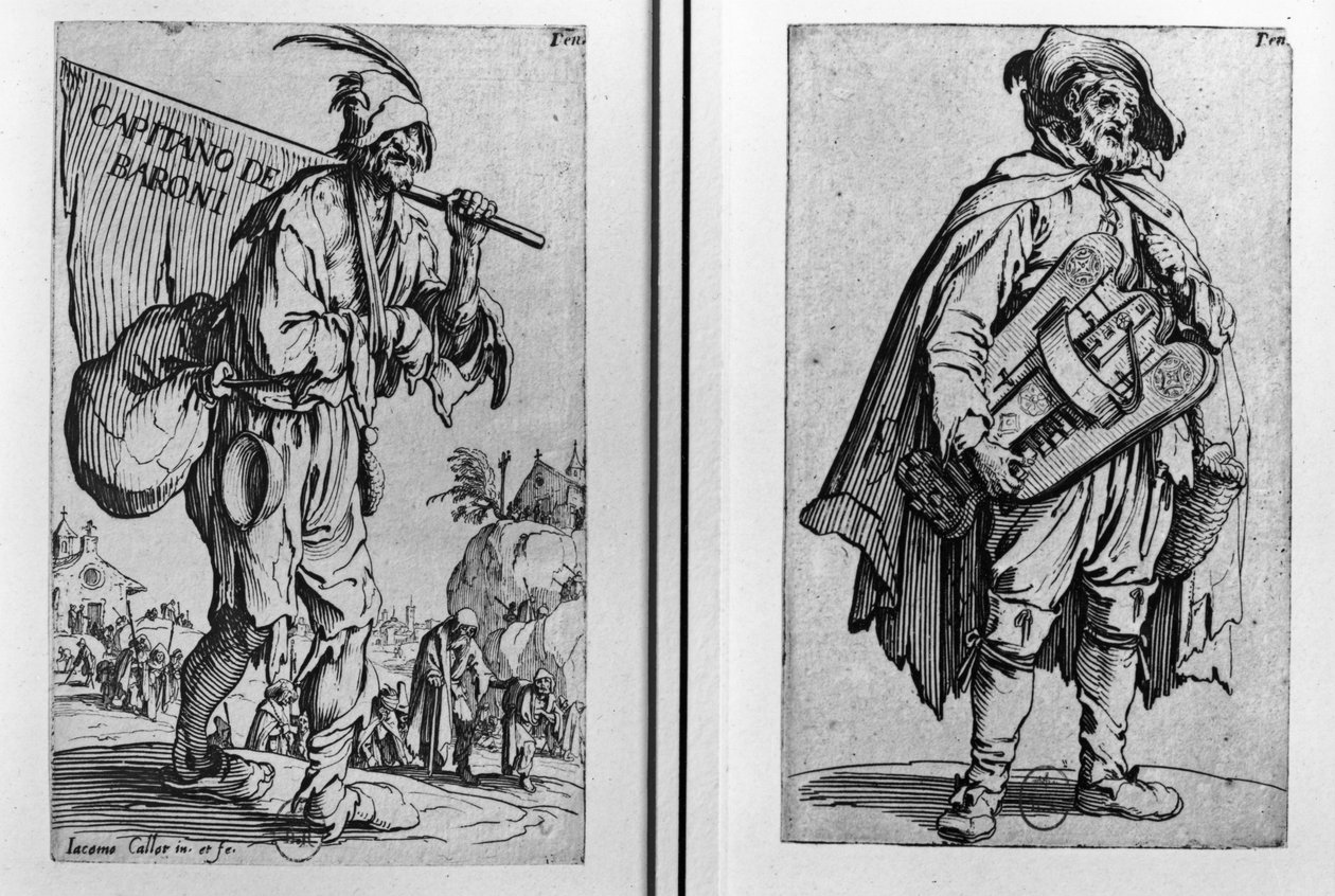 En tigger og en Hurdy-Gurdy-spiller av Jacques Callot