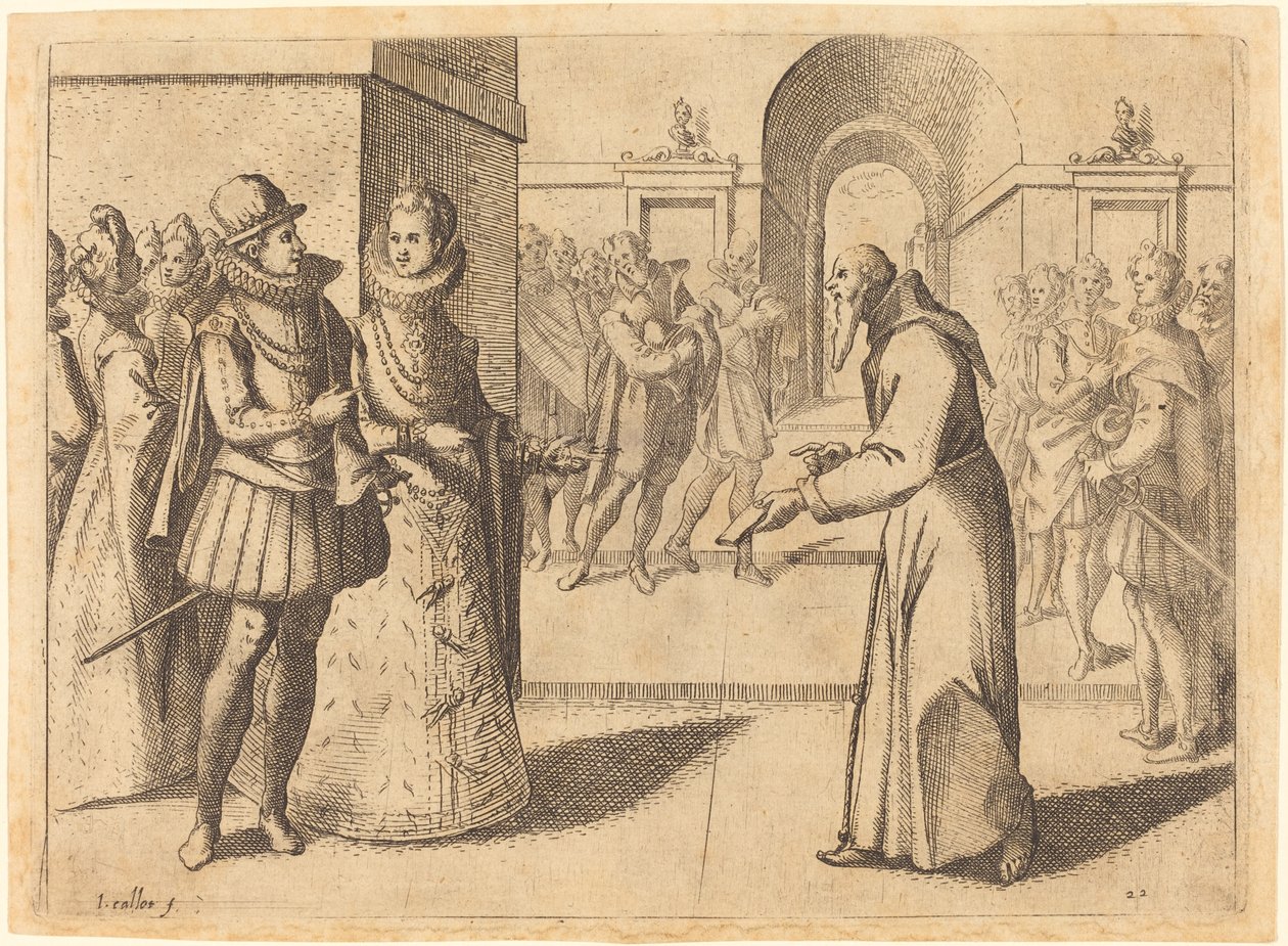 En Capucin som takker kongen av Bayern, 1612. av Jacques Callot