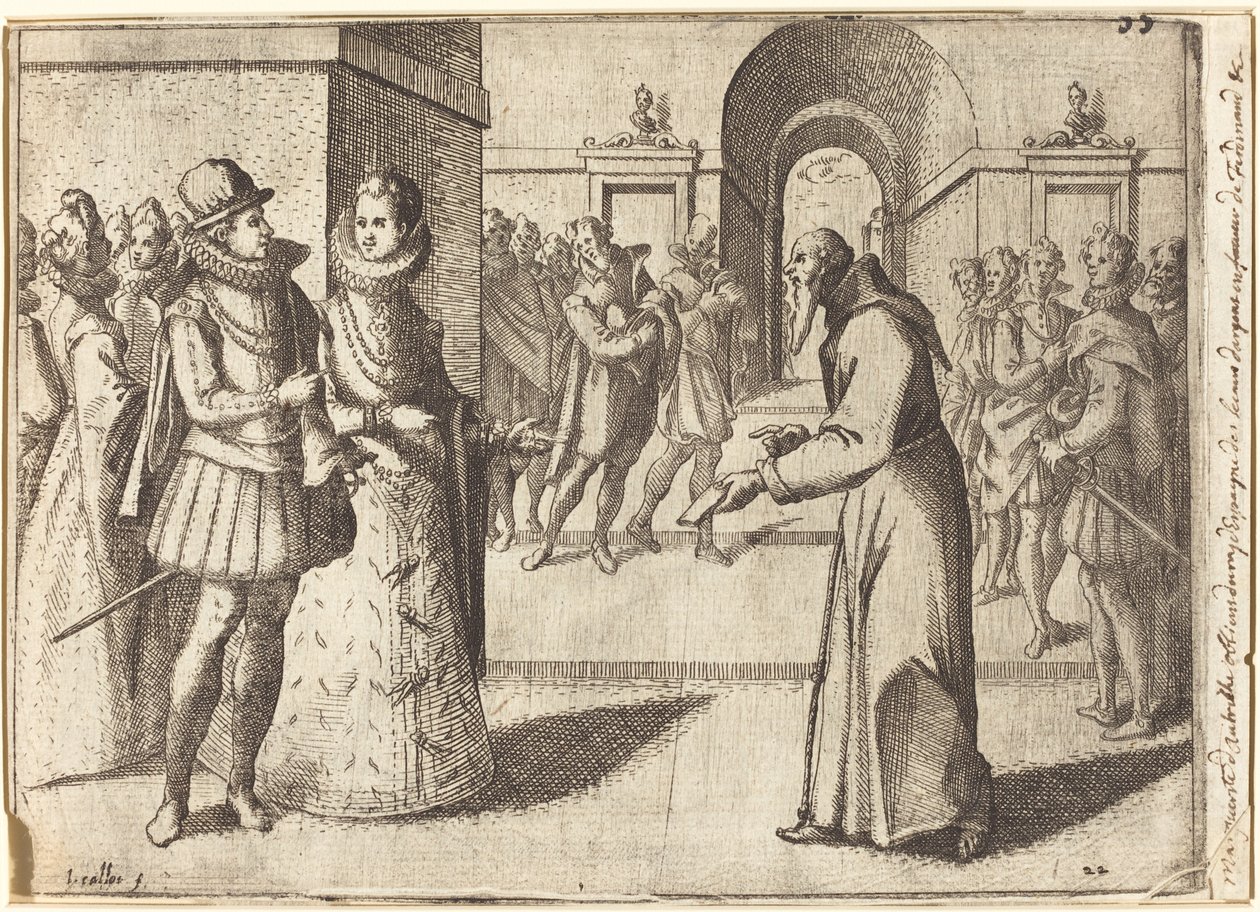 En Capucin som takker kongen av Bayern [recto] av Jacques Callot