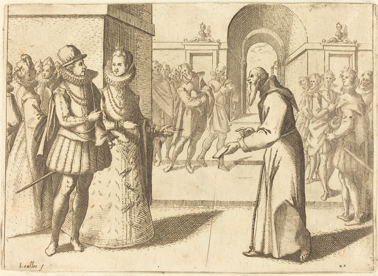 En Capucio som bringer takk til kongen av Bayern, 1612. av Jacques Callot