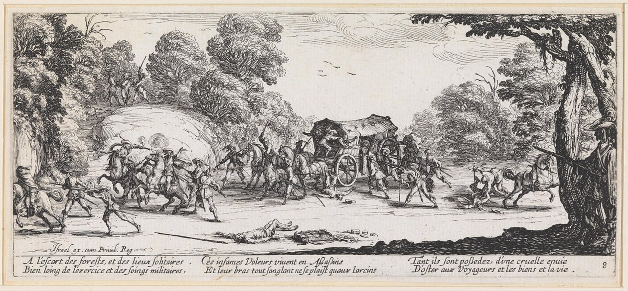 Angrep på en turistbuss av Jacques Callot