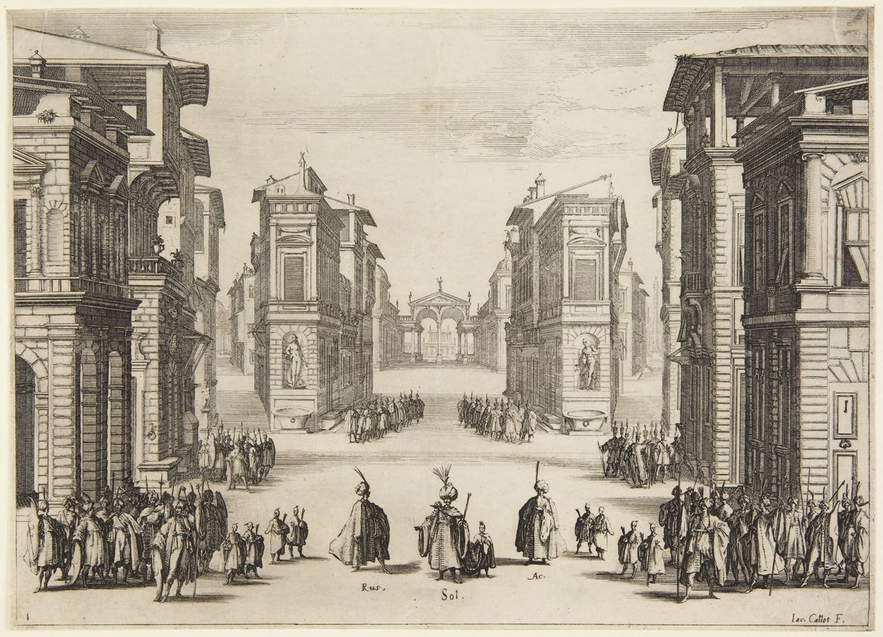 Akt 1, fra serien Soliman av Jacques Callot