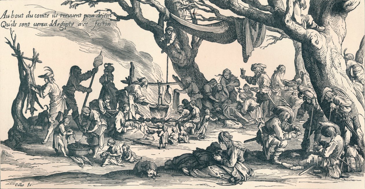 'En leir for de første sigøynere i Sentral-Europa', c1604, 1907 av Jacques Callot