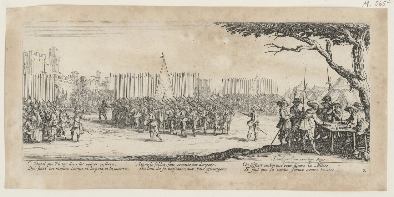 Rekruttering av tropper, blad 2 fra serien «Krigens redsler» av Jacques Callot