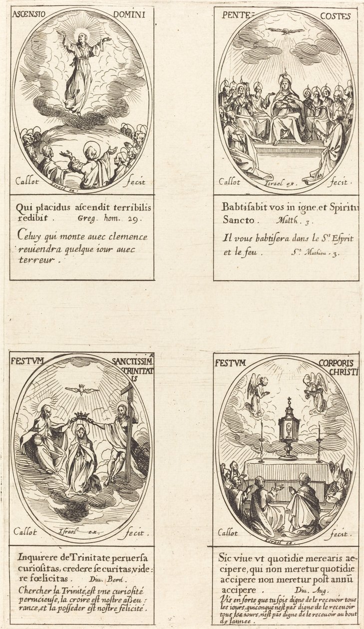 Himmelfart, Pinse, Treenighet, Corpus Christi. av Jacques Callot