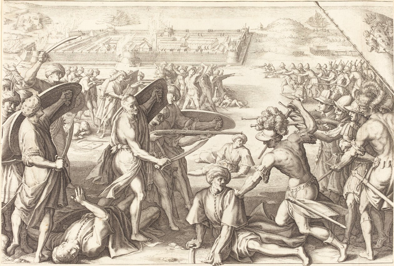 Angrep på Ytre Forts of Bone av Jacques Callot