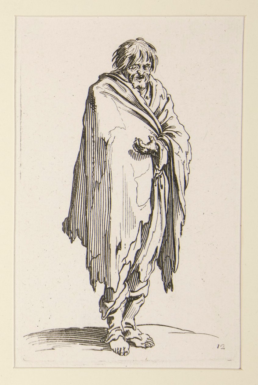 Barhodet tigger med uskodde føtter, fra The Beggars av Jacques Callot