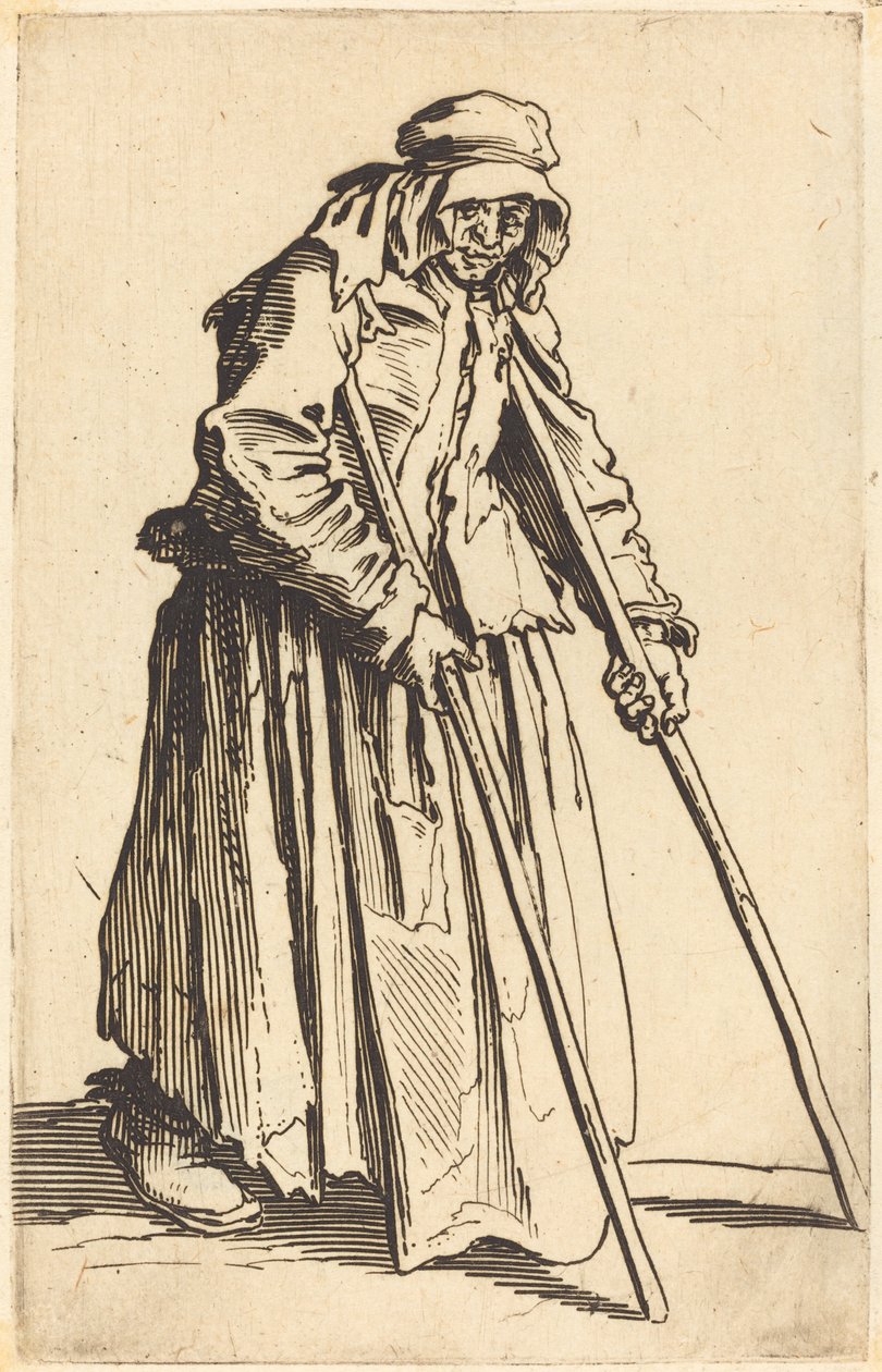 Tiggerkvinne med krykker av Jacques Callot