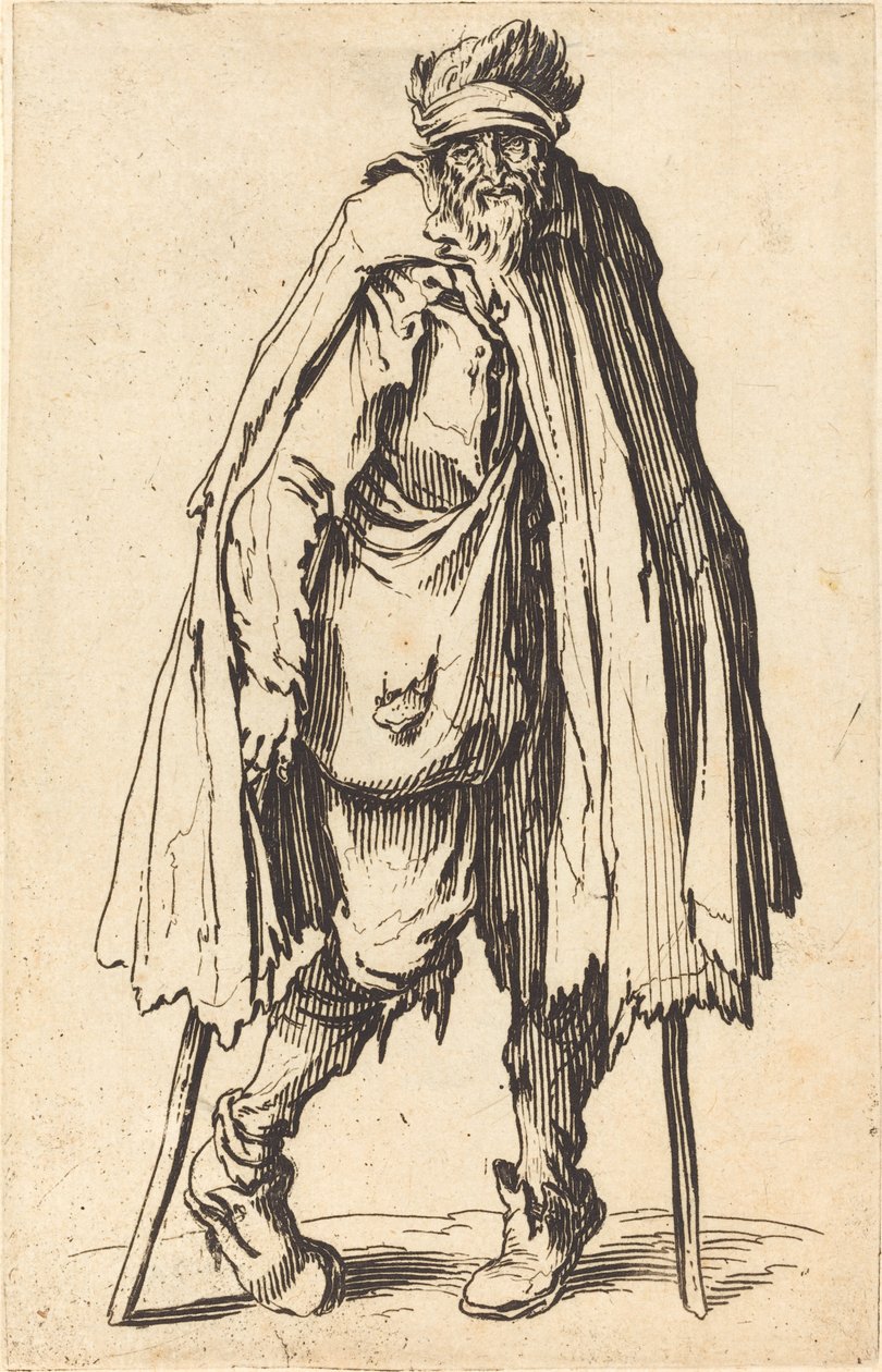 Tigger med krykker og sekk, ca. 1622. av Jacques Callot