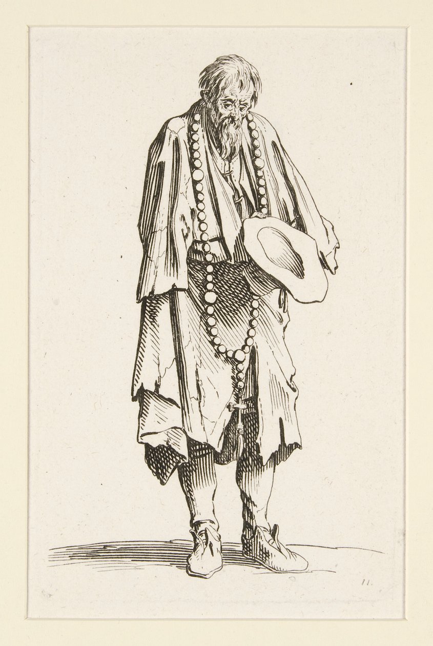Tigger med rosenkrans, fra The Beggars (Le mendiant au rosaire) av Jacques Callot