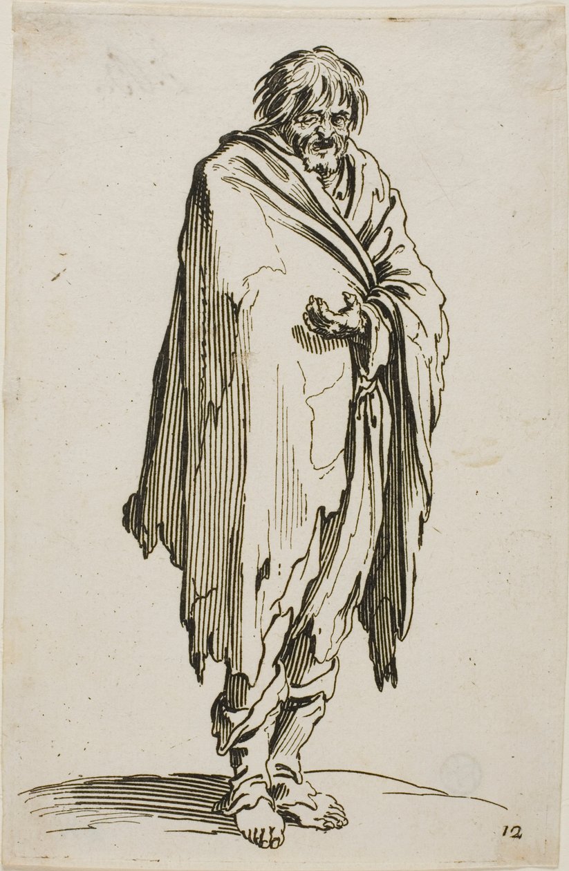 Tigger uten hatt eller sko, tallerken tolv fra The Beggars av Jacques Callot